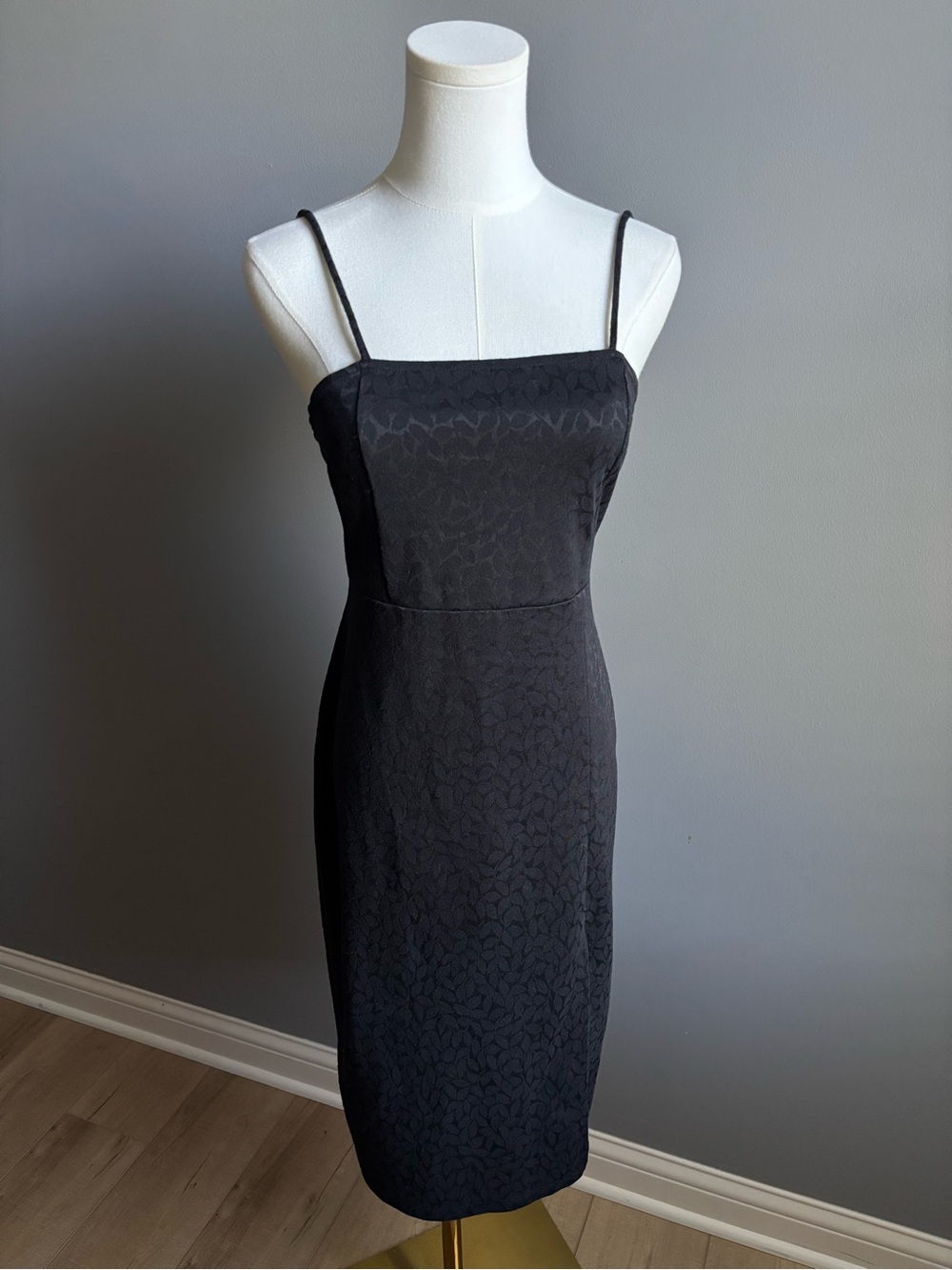 Zara Textured Weave Leaf Print Midi Slip Dress